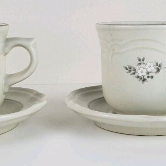 Mug Coffee Cup and Saucer 2 Pfaltzgraff USA Heirloom Wedding Flowers Design - Picture 4 of 4